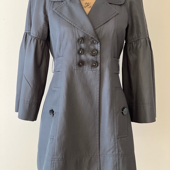 Nanette Lepore Vintage trench coat jacket  bow back size 6 - Picture 4 of 16